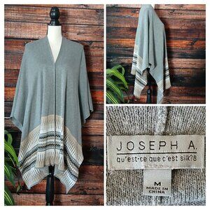 Joseph A Poncho M Open Front Drape Sweater Cape Southwest Boho
